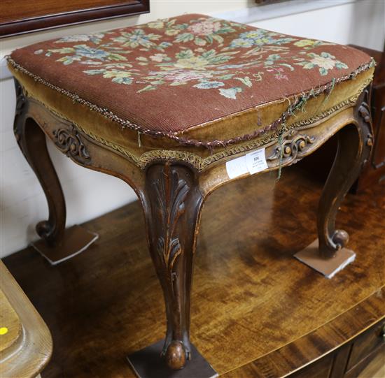 A Victorian walnut dressing stool 1ft 8in.